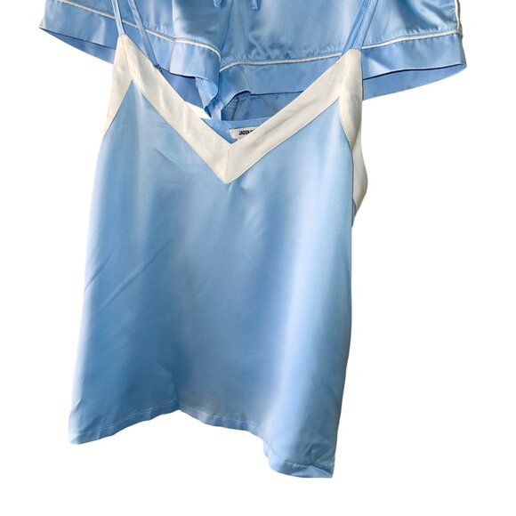 Jason Wu Womens Pajama Set Size Large Blue Satin Camisole V Neck Casual - Picture 7 of 8